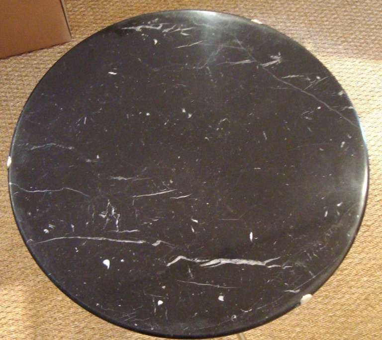 Chic Pair of Cedric Hartman Nickel and Black Marble Gueridons