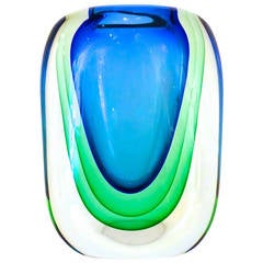 Large Vibrant 1970s Murano Art Glass Vase