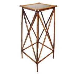 Tall Chinoiserie Bamboo and Lacquer Pedestal