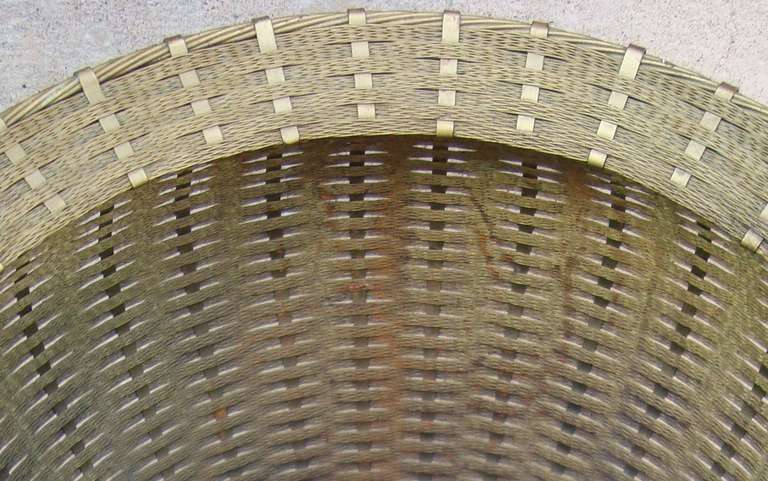 20th Century Large Japanese Meiiji Period Woven Bronze Basket, C. 1910