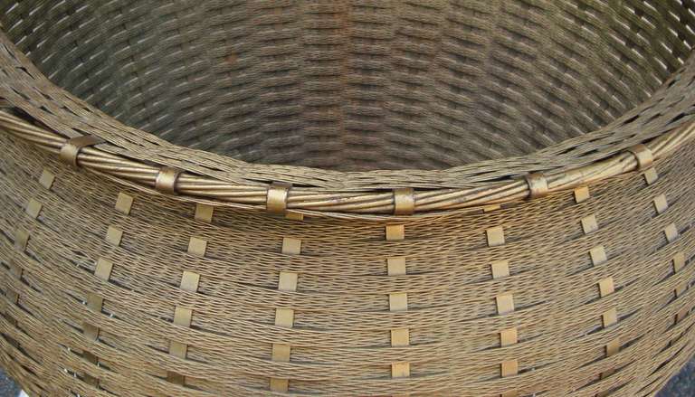 Large Japanese Meiiji Period Woven Bronze Basket, C. 1910 In Excellent Condition In Washington, DC