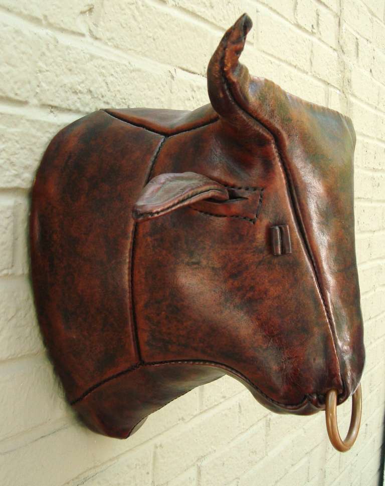 Rare Custom Liberty & Co. Leather Bullhead Trophy Sculpture, circa 1970 In Excellent Condition In Washington, DC