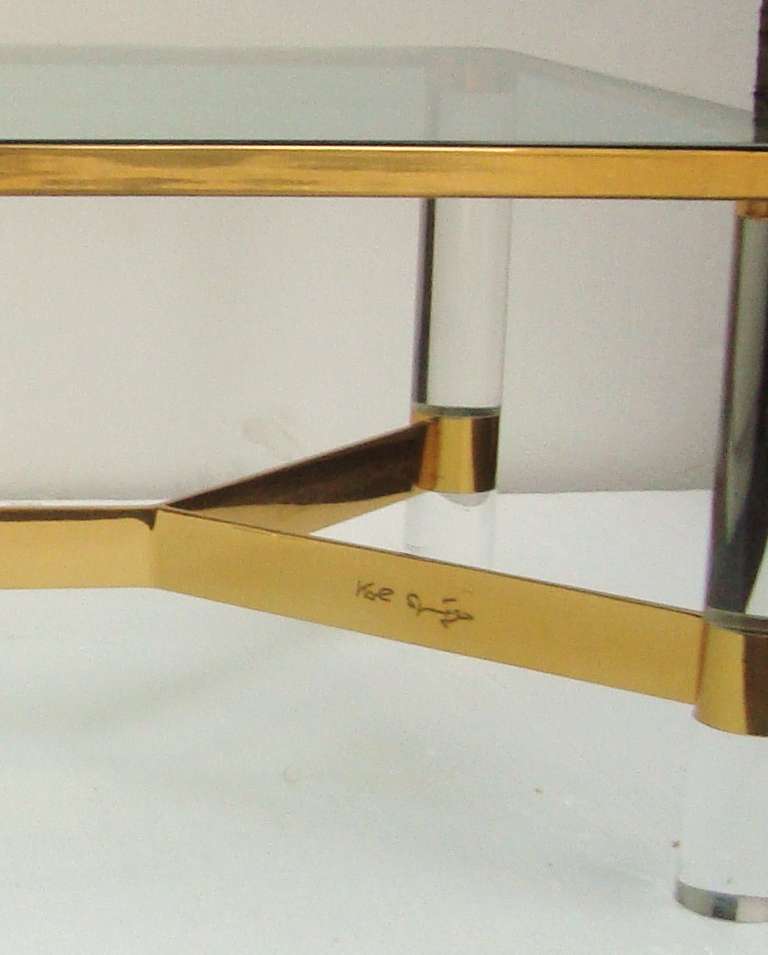 Karl Springer Brass and Lucite Cocktail Table, circa 1980 1