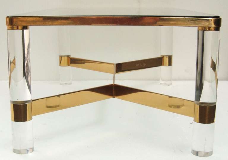 20th Century Karl Springer Brass and Lucite Cocktail Table, circa 1980