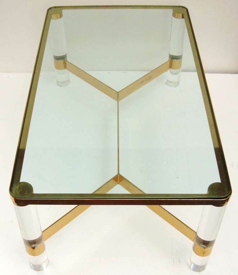 Karl Springer Brass and Lucite Cocktail Table, circa 1980 In Excellent Condition In Washington, DC