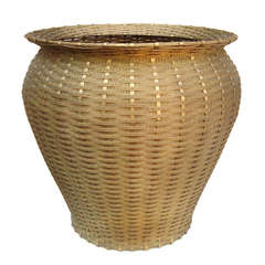 Large Japanese Meiiji Period Woven Bronze Basket, C. 1910