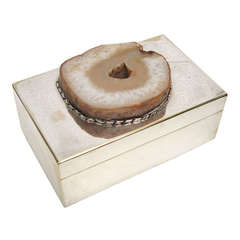 Rare Large 1970's Anthony Redmile Agate and Silveplate Box, England
