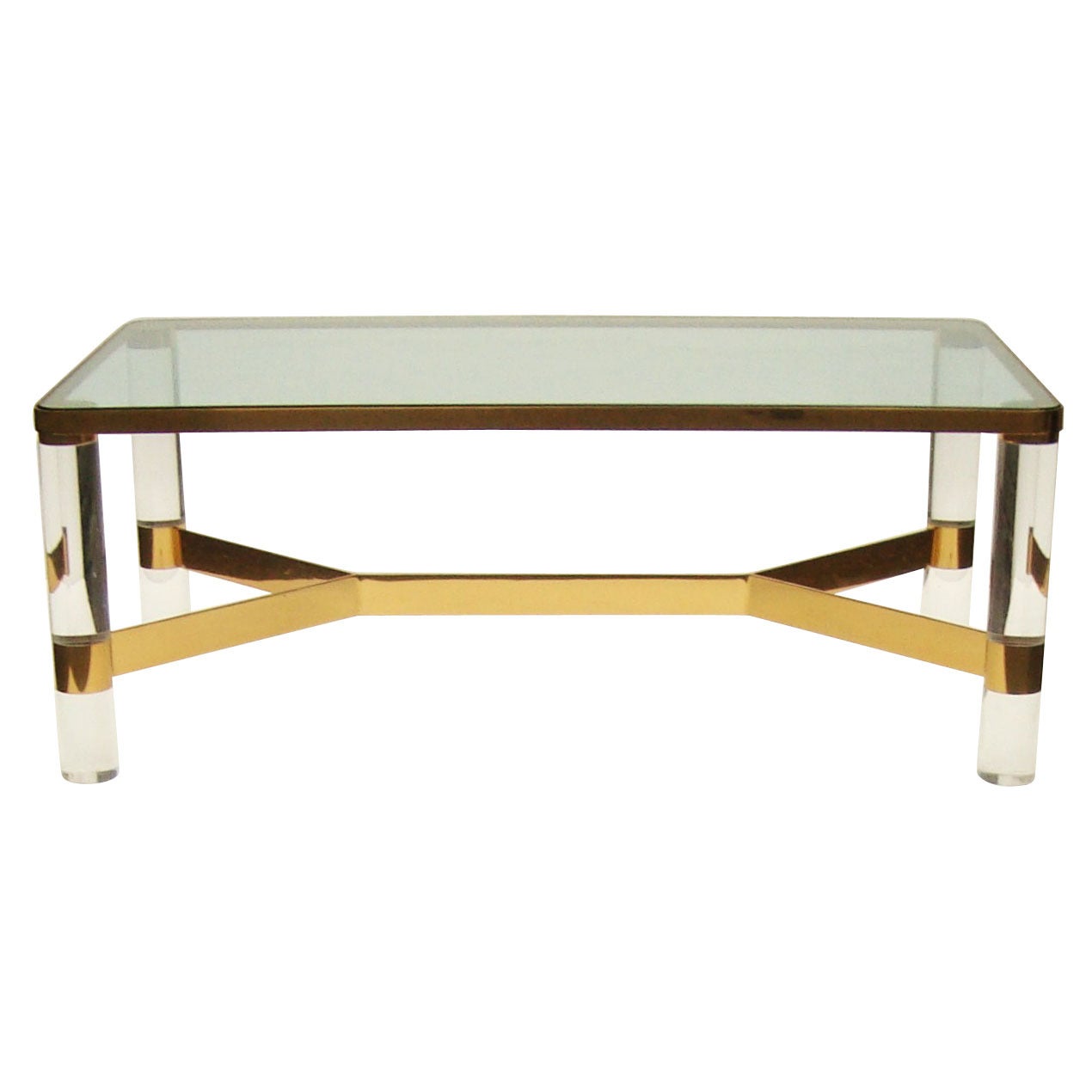 Karl Springer Brass and Lucite Cocktail Table, circa 1980