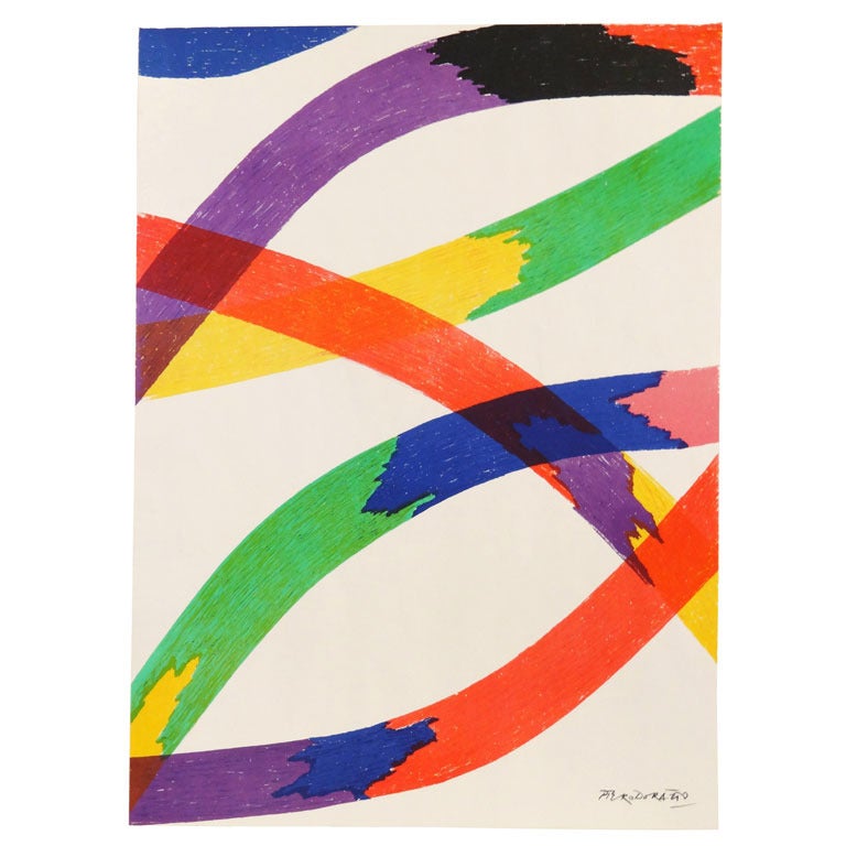 Large Vibrant Piero Dorazio Lithograph, 1968 For Sale
