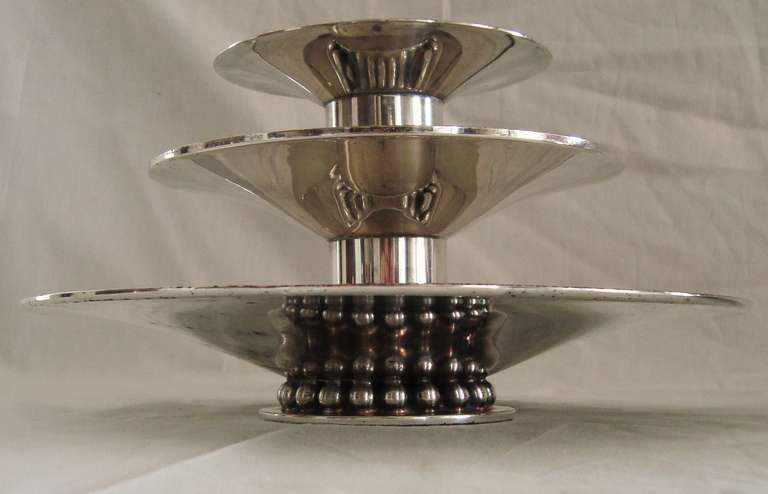 Mid-20th Century Pair of 1950s Carole Stupell Silverplate Candle Holders after Georg Jensen For Sale