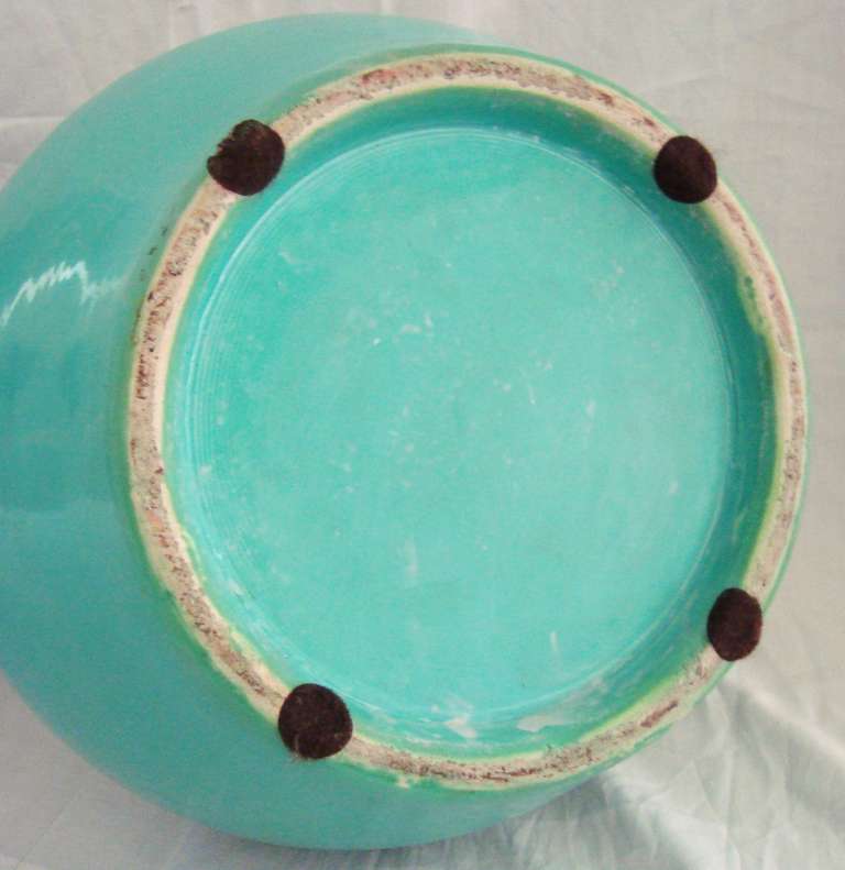 Large Pair of 1950's Aqua Porcelain Urns