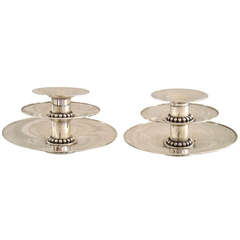 Pair of 1950s Carole Stupell Silverplate Candle Holders after Georg Jensen 4