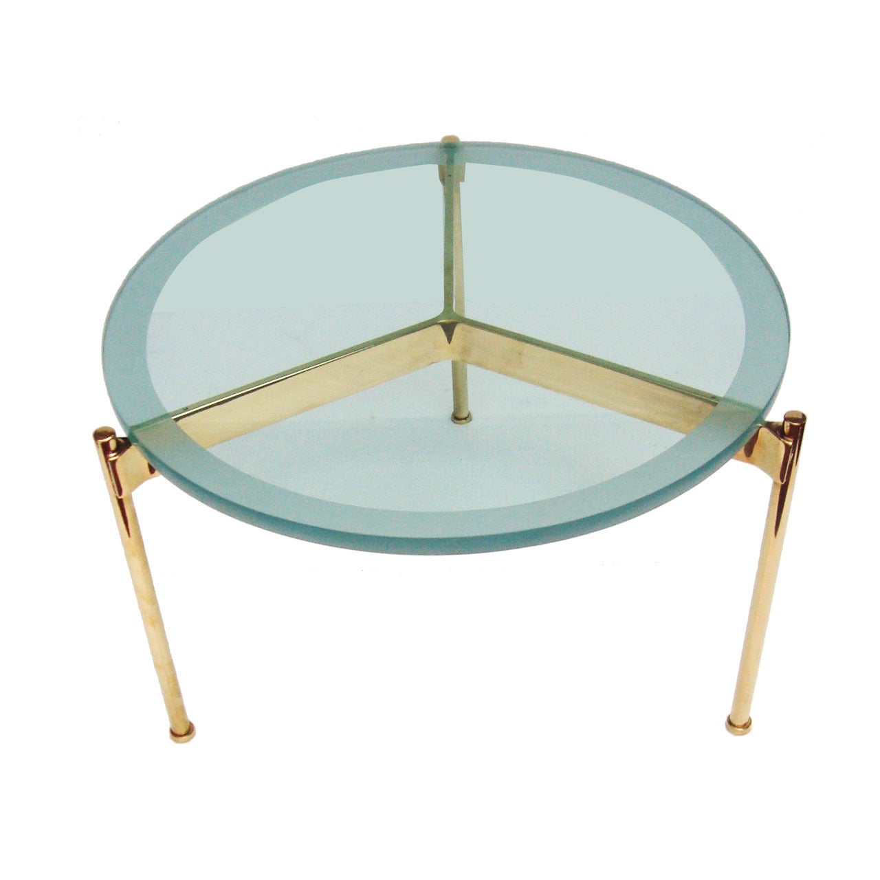 1970's Ward Bennett Brass and Glass Occasional Table