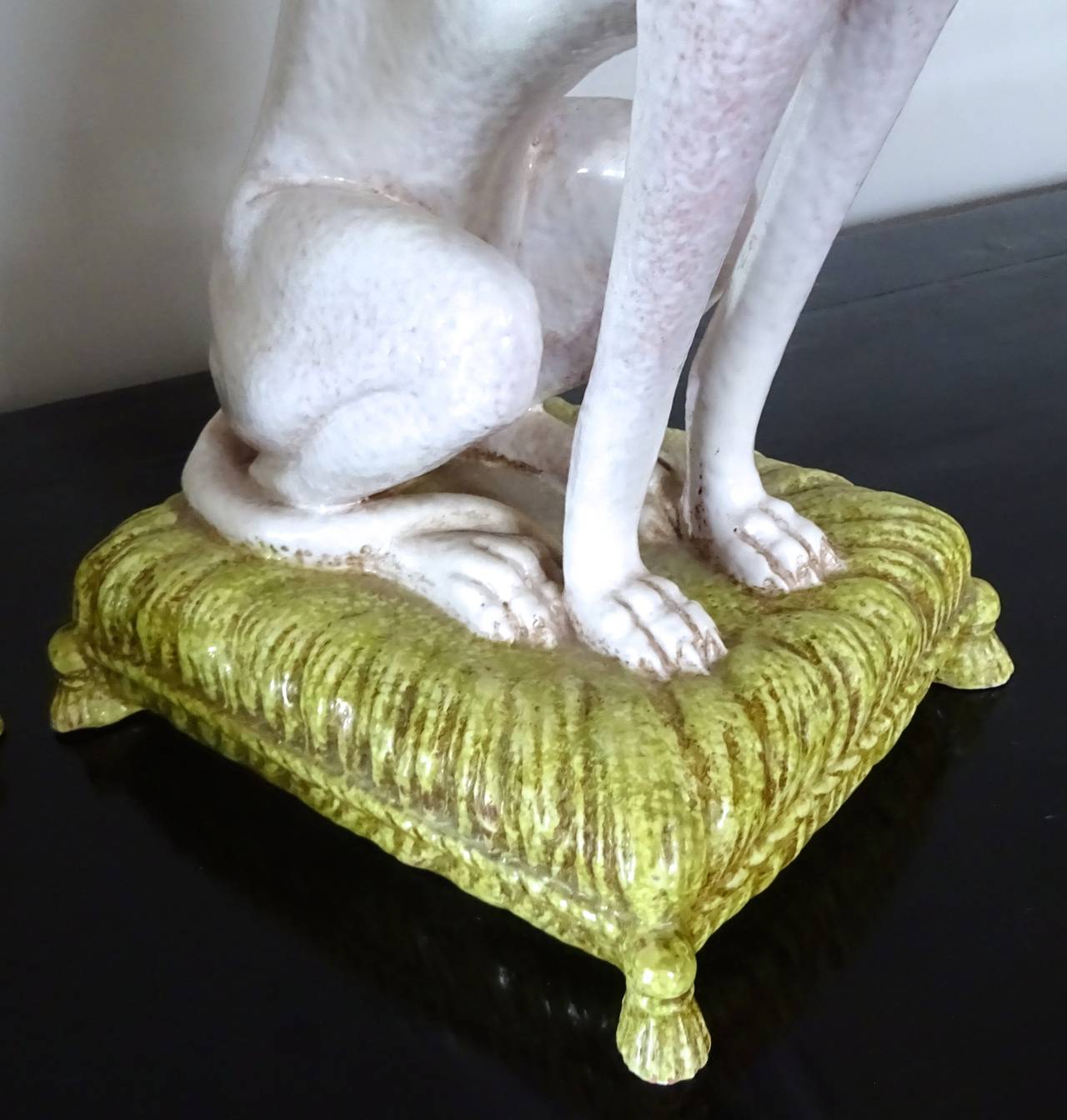 Chic Pair of 1960s Italian Art Pottery Seated Whippets In Excellent Condition In Washington, DC