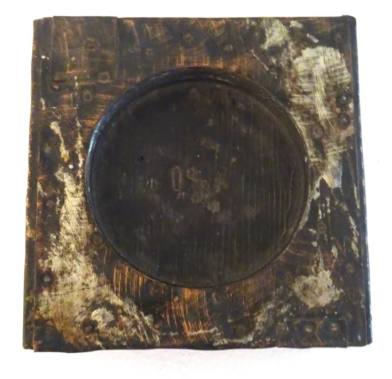 Brutalist 1960s Paul Evans Patchwork Metal Ashtray In Excellent Condition For Sale In Washington, DC