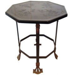 1920
s Italian Glass and Wrought Iron Side Table