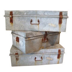 Collection of Large Vintage Industrial Zinc Trunks