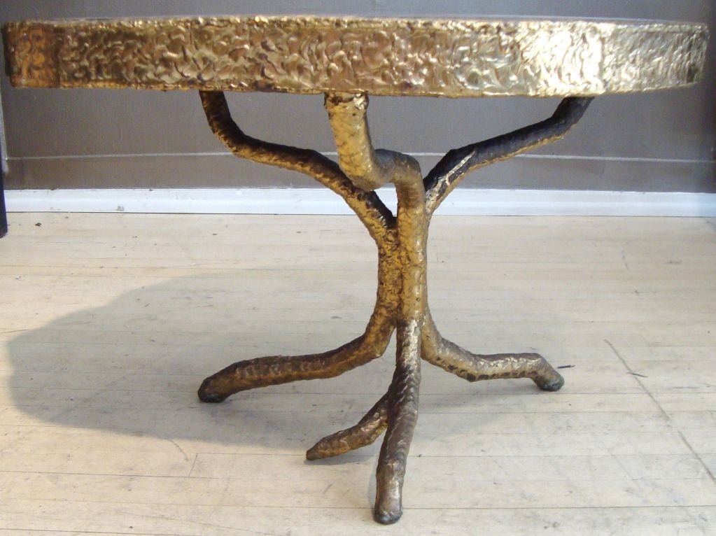 Ultra Rare Henri Fernandez Petrified Wood and Bronze Cocktail Table, C. 1980 1