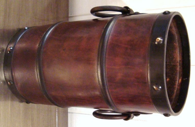 1950s Leather Umbrella Stand and Wastebasket After Jacques Adnet 1