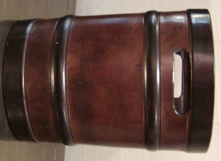 1950s Leather Umbrella Stand and Wastebasket After Jacques Adnet 4