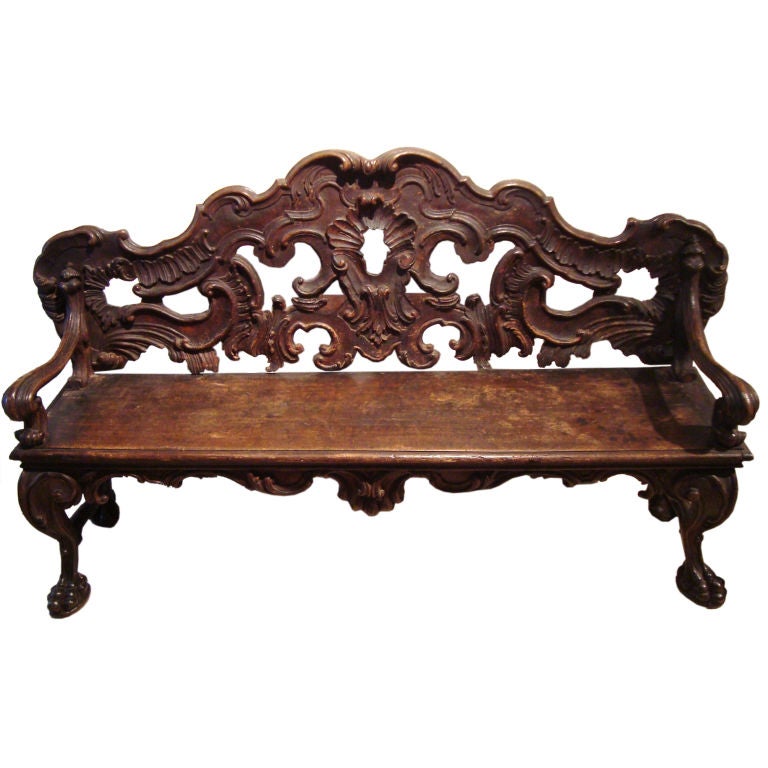 Rare 18th C. Venetian Rococo Bench