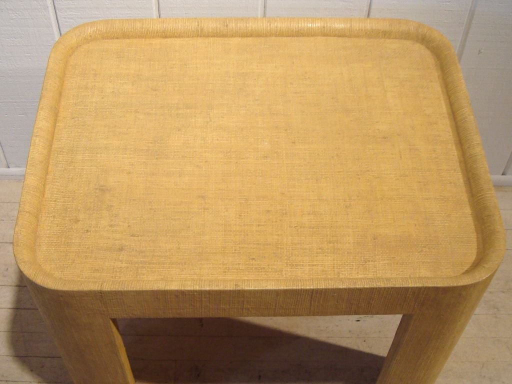 American 1970s Signed Karl Springer Lacquered Linen Side Table