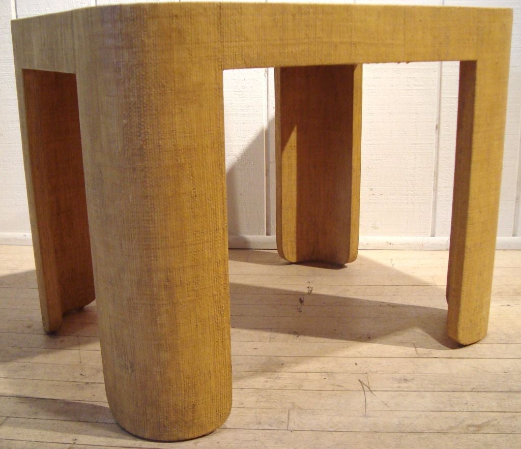 1970s Signed Karl Springer Lacquered Linen Side Table 1