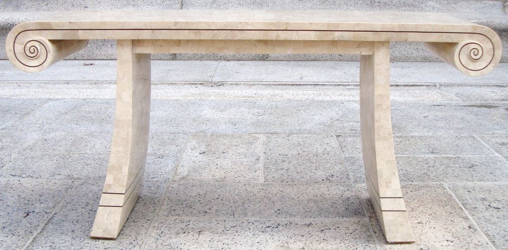 Chic 1970's Maitland Smith Tessellated Stone Console Table
