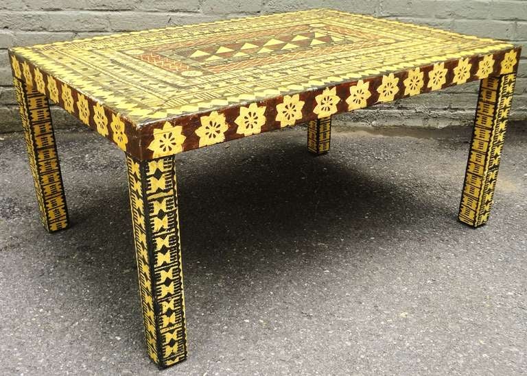 1970s Lacquered Batik Cocktail Table after Karl Springer In Excellent Condition In Washington, DC