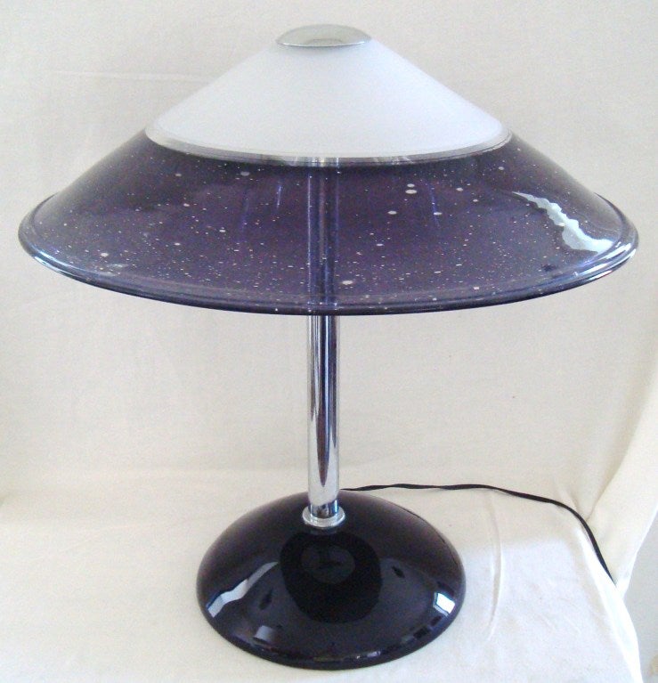 Italian 1980s Barbini Purple Murano Art Glass Table Lamp For Sale