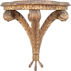 Large 1930's Italian Giltwood Carved Plume Wall Shelf