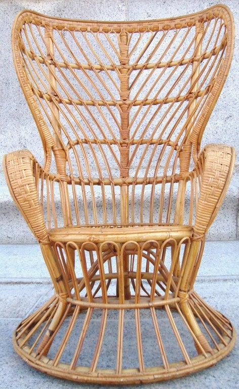 Mid-20th Century 1950's Gio Ponti Wicker Lounge Chair