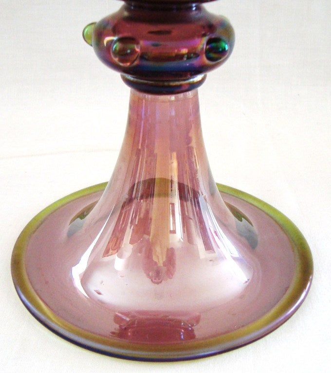 Mid-20th Century Tall 1940s Murano Iridescent Art Glass Covered Urn