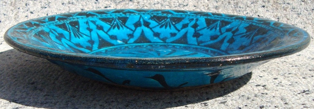 Beautiful and rare art pottery bowl by important American potter Carl Walters, dated 1939.  Walters was part of the Associated American Artists group in New York City which also included famed members Louis Comfort Tiffany and Lockwood De Forest. 