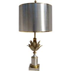 1960's Steel and Bronze Maison Charles "Lotus" Lamp
