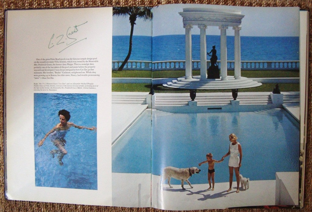 A Wonderful Time An Intimate Portrait of The Good Life by Slim Aarons, the now elusive and very collectible book, double signed by CZ Guest, one of the monarchs of New York society who was a perennial favorite on the Best Dressed List, noted