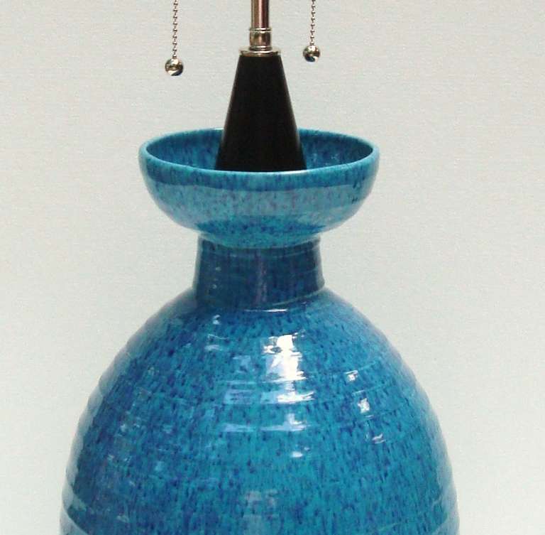 American Tall Vibrant 1950s Art Pottery Table Lamp
