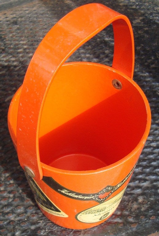 Mid-20th Century 1950's Lacquered and Decoupaged German Ice Bucket For Sale
