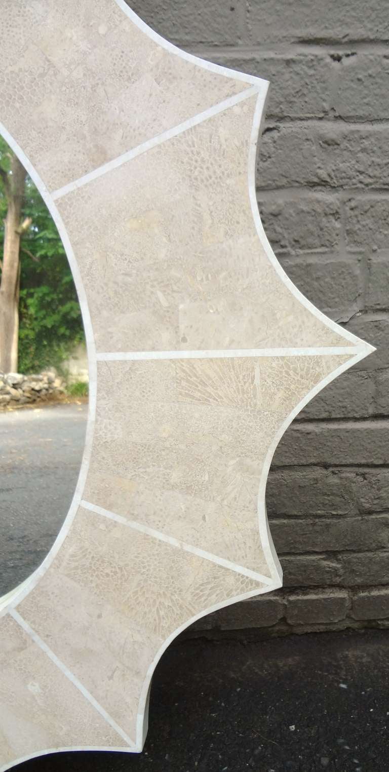Graphic 1970's Maitland Smith Limestone Sunburst Mirror