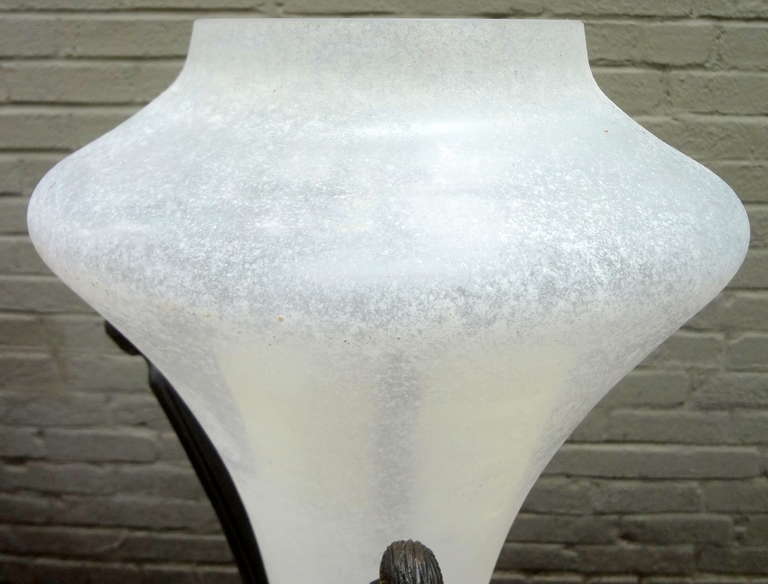 Monumental Seguso Scavo Glass Urn on Bronze Figural Stand, C. 1980 1