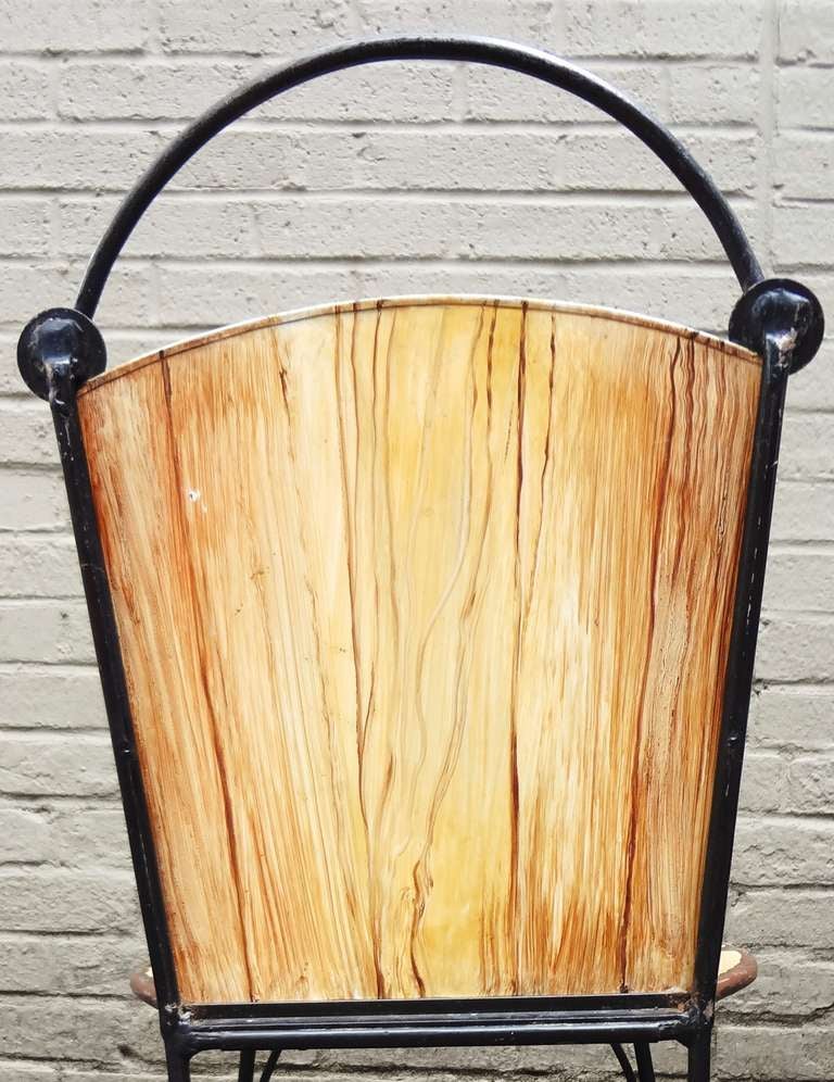 Pair of 1950's John Vesey Trompe L'oeil Painted Iron Chairs In Excellent Condition For Sale In Washington, DC
