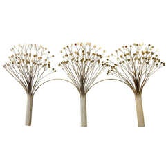 Rare Signed C. Jere Brass Trees Sculpture, 1977