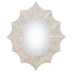 Graphic 1970's Maitland Smith Limestone Sunburst Mirror