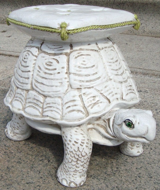 Mid-20th Century 1950's Italian Ceramic Tortoise Garden Stool