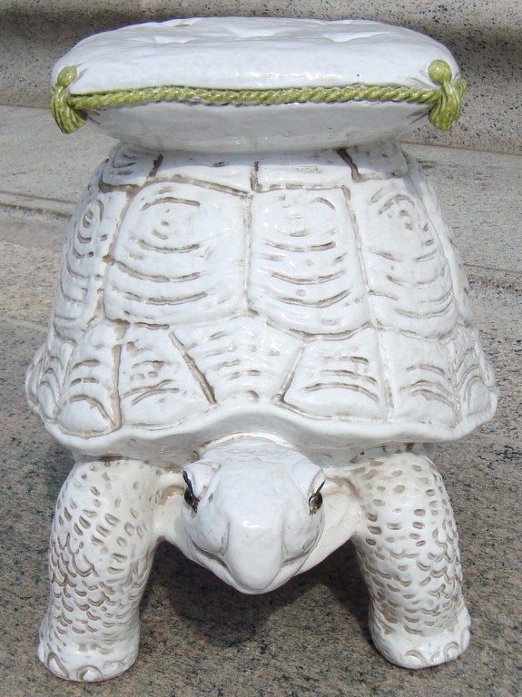 1950's Italian Ceramic Tortoise Garden Stool 1