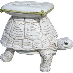 Vintage 1950's Italian Ceramic Tortoise Garden Stool