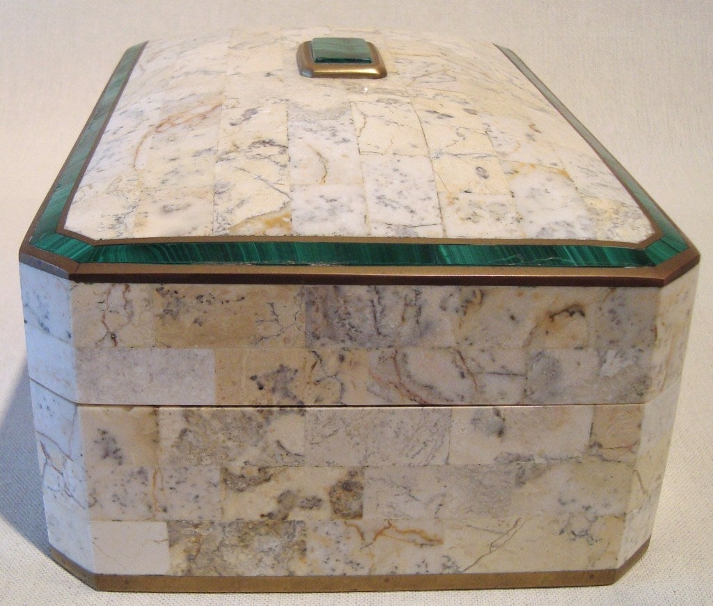 1970's Maitland Smith Marble and Malachite Box 1