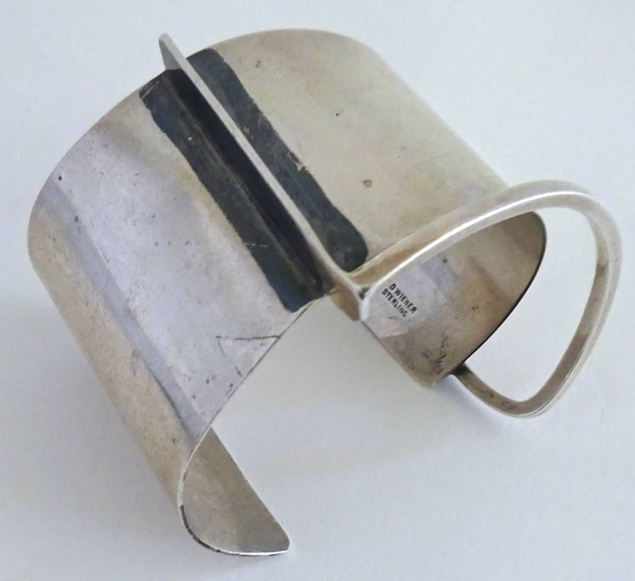American Rare 1950s Ed Wiener Modernist Sterling Bracelet For Sale