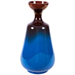 Tall Japanese Kyoto Ware Pottery Vase, C. 1950