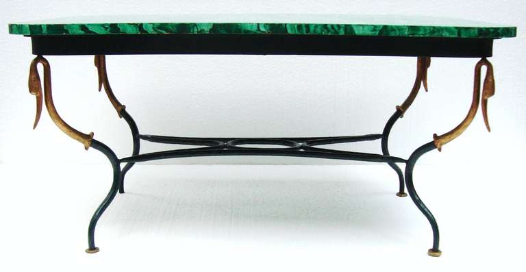 1940s French Faux Malachite Cocktail Table